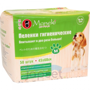 Пеленки гигиенические для домашних животных MANEKI Yo-Yo, размер M, 45х60см, 50шт