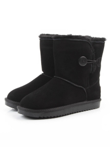 04-PAYH02-01Z BLACK  Угги женские (натуральная замша, 100% шерсть, натуральный мех)