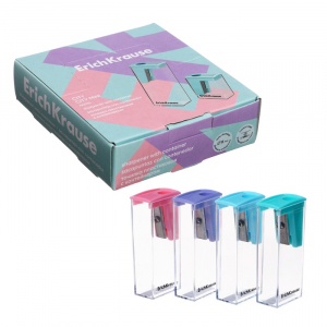 Точилка ErichKrause City Pastel, 1 отверстие, с контейнером, пластиковая, МИКС