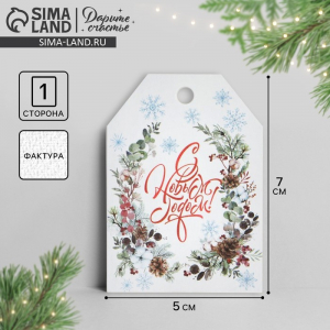 Открытка-шильдик на подарок «Новогодняя ботаника», акварельный картон, 5?7 см