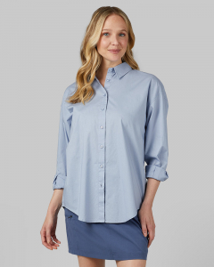 WOMEN'S OVERSIZED COTTON LONG SLEEVE BUTTON-UP