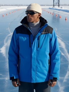 Горнолыжная куртка мужская зимняя голубого цвета 7611Gl