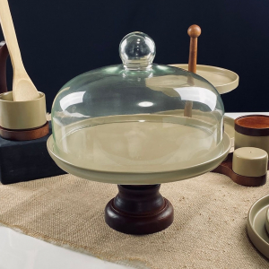 235-125 Тортовница 28хвыс.30см на ножке с крышкой TROPICAL в под.уп.(х4)Фарфор