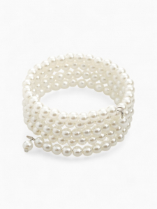 Браслет жемчуг «Невеста» бусины d=0.5, 4 ряда пружинкой, цвет молочный