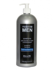 Шампунь OLLIN PREMIER FOR MEN для волос и тела освежающий 1000мл