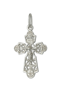 Крест из серебра литье белый