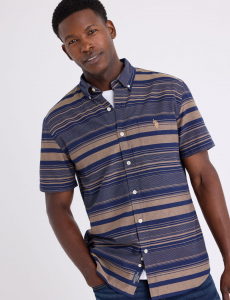 SHORT SLEEVE HORIZONTAL STRIPE OXFORD SHIRT