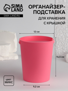 Органайзер для хранения, с крышкой, 1 секция, 14.5?12?9.2 см, МИКС