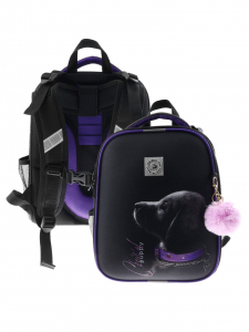 Рюкзак каркасный, школьный, 38?30?16 см, эргономичная спинка, Stavia «Собачка», лиловый