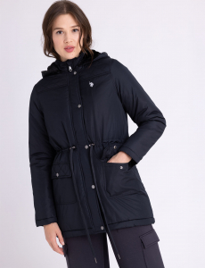 HOODED ANORAK JACKET WITH FAUX FUR