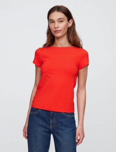 Boatneck Open-Back T-Shirt