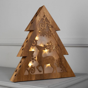 Светодиодная фигура «Ёлка» 30?33?6.5 см, дерево, батарейки АААх2 (не в комплекте), свечение тёплое белое