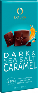 «O'Zera», горький шоколад Dark&Sea salt caramel, 90г