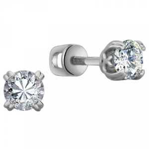 Серьги с фианитом родированные серебро 925*