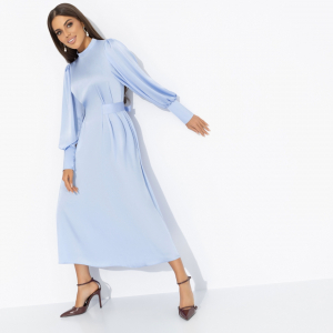 Платье с объемными рукавами, Притяжение элегантности (голубая симфония)