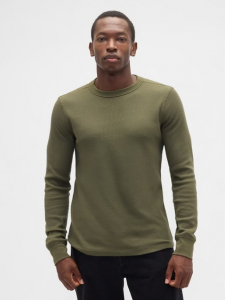 Waffle-Knit Crewneck T-Shirt