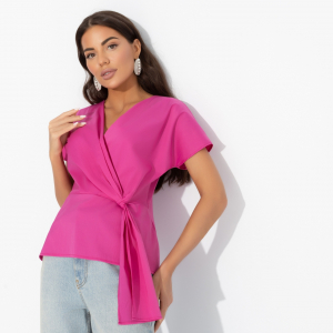 Блуза с декоративной драпировкой, Откройся желаниям (фуксия)