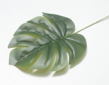 Искусственные цветы, Ветка - лист монстера большой для венка (1010237) темно-зеленый