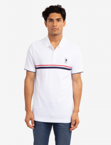 PIECED SIGNATURE STRIPE PIQUE POLO SHIRT