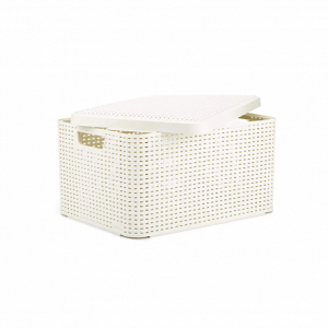 Корзина RATTAN STYLE BOX M + крышка кремовая