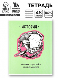 Тетрадь в клетку, предметная, 48 л., на скрепке, А5 «Фразы. История»