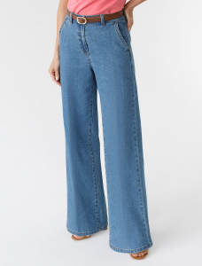 Прямые джинсы из эластичного денима средней плотности