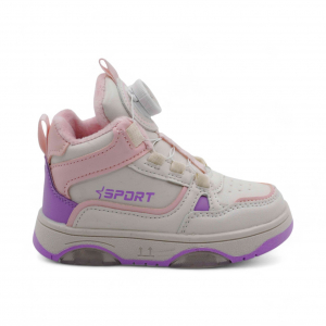 Кроссовки высокие демисезонные В7776-20 бежево розовые