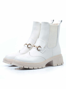 01-5253-2 BEIGE Ботинки демисезонные (натуральная кожа, байка)