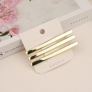 Зажимы для волос золотые прямоугольные 3 штуки, длина 8 см.