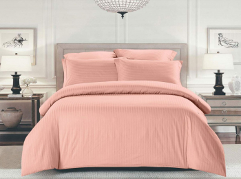 Комплект постельного белья Шпинель тропический персик страйп-сатин