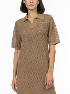 Платье-поло, связанное сеткой