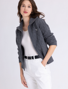 FULL ZIP CABLE SWEATER