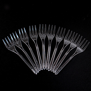 Вилка-мини пластиковая 10см, прозрачная 10 шт.