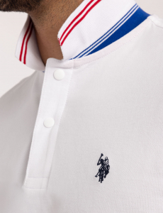 SNAP BUTTON TIPPED PIQUE POLO SHIRT