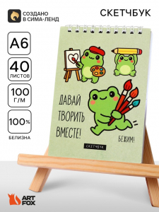 Скетчбук А6, 40 л. 100 г/м? «Лягушки»