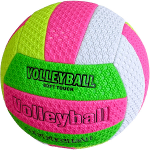 E29209-2 Мяч волейбольный (зелено/желтый/розовый) пляжный, TPU 2.5, 280 гр