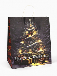 Пакет бумажный подарочный новогодний крафт «Сказочный Новый Год» 32?17.5?37 см