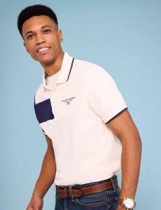 COLOR BLOCK PIQUE POLO SHIRT
