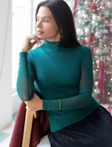 Водолазка с прозрачными рукавами