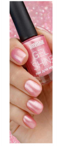 Лак для ногтей Gel Shiine LUXVISAGE розовый 107 розовый с серебристым шиммером