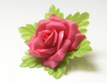 Искусственные цветы, Голова розы малая с листом для ветки, венка