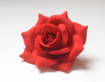 Искусственные цветы, Голова розы бархатная для ветки, венка красный