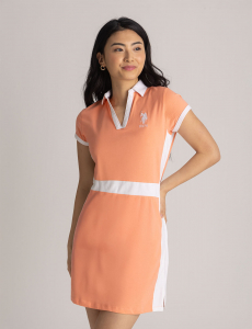 COLOR BLOCK PANEL POLO DRESS
