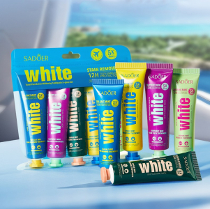Набор зубных паст ассорти 5 ароматов Sadoer WHITЕ, 5 шт. * 30 гр.