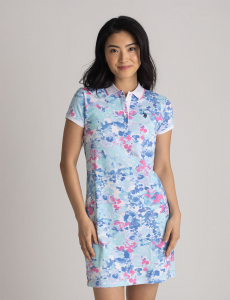 WATER FLORAL PRINTED POLO DRESS