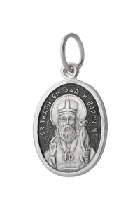Образ (Свт. Тихон Задонский) из серебра частично черненый штампованный
