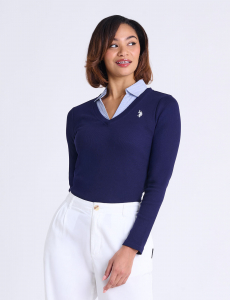 LONG SLEEVE RIB WOVEN LAYERED SHIRT