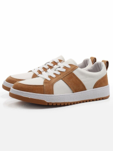 03-C934-5 WHITE/BROWN Кеды кожаные женские (натуральная кожа, натуральная замша)