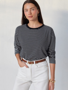 Лонгслив в полоску из премиального хлопка с эластаном