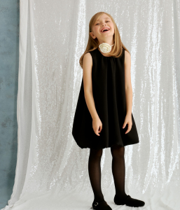 GIRLS Black Flowers dress/Платье черное для девочек/AW24TKG059